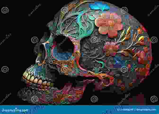 A Beautifully Decorated Saintly Blessed Death Skull, Adorned With Intricate Designs And Vibrant Colors. Saintly Blessed Death Skulls Spiritualism Occult Macario Mexican Day Of The Dead Halloween Art COLLECT ART PRINTS IN A Grace Divine Drawings By Artist (for Fun And Entertainment Purposes Only))