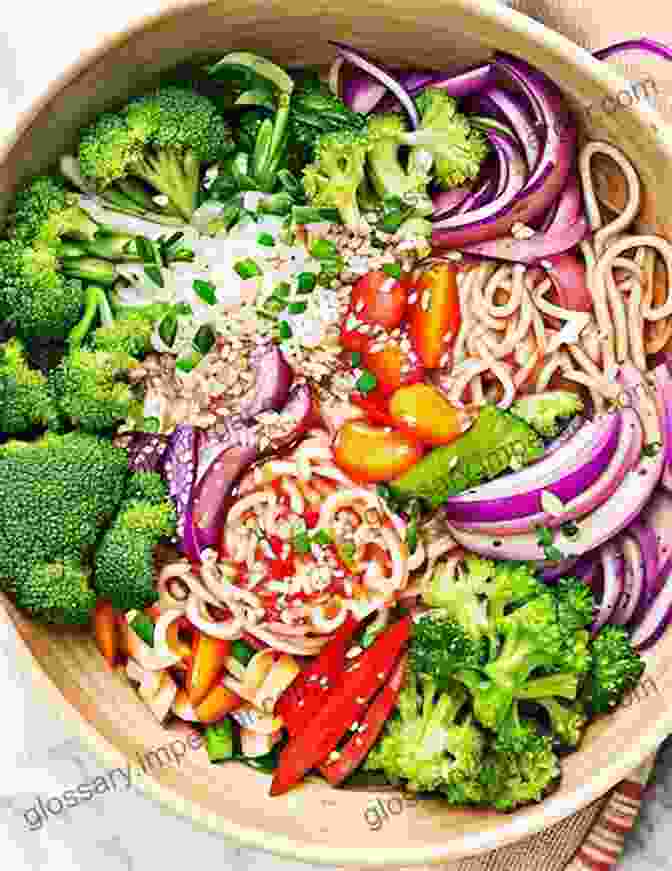 A Vibrant And Aromatic Bowl Of Noodles, Garnished With Fresh Herbs And Vegetables. 365 Special Noodle Recipes: A Noodle Cookbook To Fall In Love With