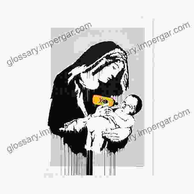 Banksy Deal Series In Toxic Mary Artwork Featuring The Virgin Mary Holding A Disposable Coffee Cup With The Starbucks Logo And A Fast Food Tray Art Banksy Deal Series: 4 In 1