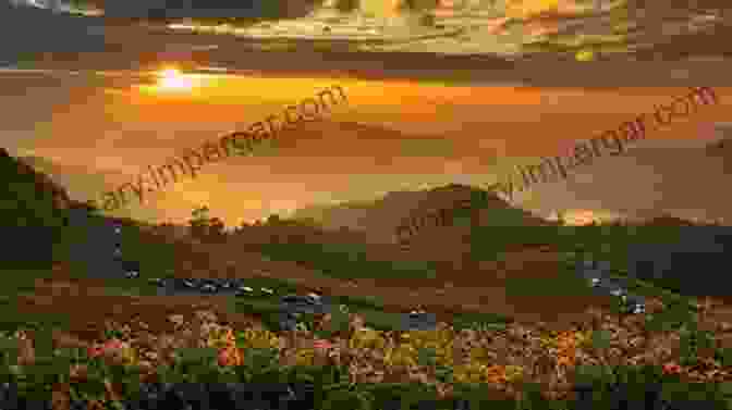 Golden Sunset Over Mountain Peaks In Myanmar Myanmar In My Eyes Second Edition: Somparn Promta S Digital Painting