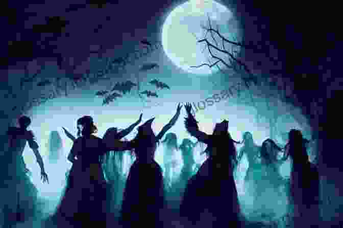 Surrealist Halloween Art Print Featuring A Coven Of Witches Dancing Beneath A Full Moon Halloween Art White On Black Ground Surrealist Goth Art Prints In A By Artist Grace Divine (Halloween Fun Art Celebratory Legend History Myth (for Fun And Entertainment Purposes Only))